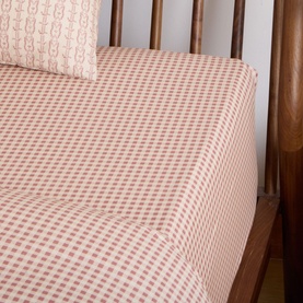 Poppy Check Fitted Sheet Red