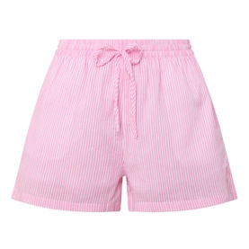 Seafolly Light Pop Pink striped cotton shorts with elasticated drawstring waist, relaxed fit