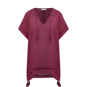 Tassel-Detail Textured Kaftan