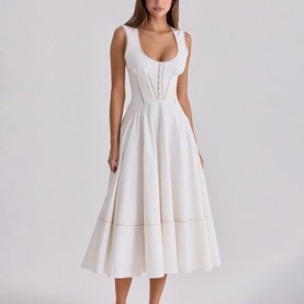 Solana Lace Trim Flared Dress
