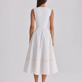 Solana Lace Trim Flared Dress