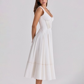 Solana Lace Trim Flared Dress