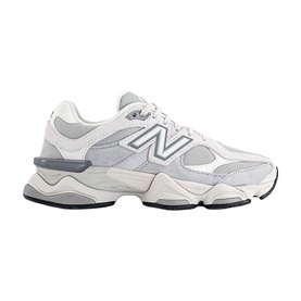 New Balance 9060 trainer in Lone Star Grey, mesh and suede upper, chunky off-white midsole, silver N logo detail