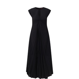 Morale Sunburst-Pleated Gown Dress
