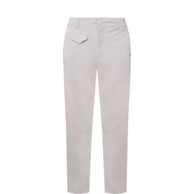 HIGH In-Motion Slim-Leg Trousers in cream, mid-rise with belt loops, flap pocket, D-ring detail and tonal stitching