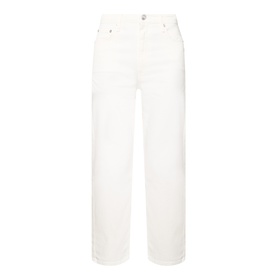 Rag & Bone Miramar Harlow Ankle Straight-Leg Jeans in white, mid-rise, straight-leg cut, five-pocket styling, clean hems, tonal stitching