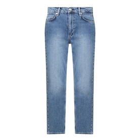 Rag & Bone Straight Jeans in accord blue denim, five-pocket style with faded wash detail, 99% cotton