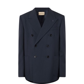 V-Logo Double-Breasted Blazer