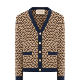 V-Logo Jacquaed Cardigan