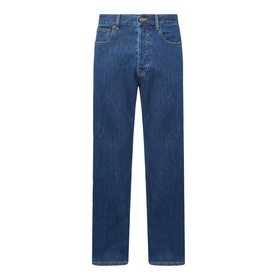 Valentino medium blue denim jeans, straight-leg fit, five-pocket styling, 100% cotton