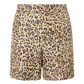 Valentino Multicolor Animalier silk shorts with leopard print, tailored cut and side pockets