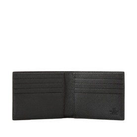 Valentino V-Monogram Bifold Wallet in black grained leather, open showing eight card slots and two slip pockets