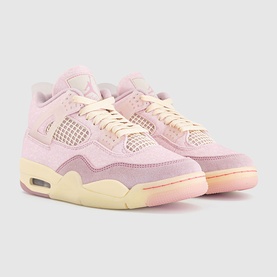 Nike Air Jordan 4 women's high-top trainers in iced carmine pink suede with mesh panels and Air cushion sole