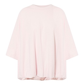 Acne white oversized T-shirt with drop shoulders, 3/4-length sleeves and relaxed boxy silhouette, 85% cotton 15% hemp