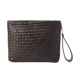 Avah Woven Leather Zip Clutch