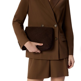 Avah Woven Suede Zip Clutch