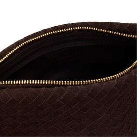 Avah Woven Suede Zip Clutch