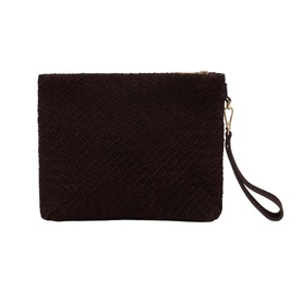 Avah Woven Suede Zip Clutch