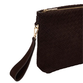 Avah Woven Suede Zip Clutch