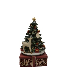 Christmas Tree with White Deer Musical Figurine 19cm