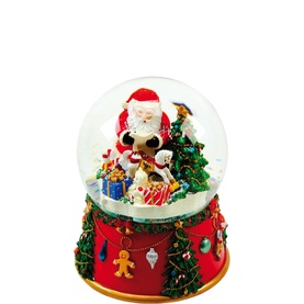 Santa with Christmas Tree Musical Snow Globe 30cm