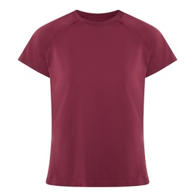Sweaty Betty Merlot Red raglan short-sleeve T-shirt with crew neck, lightweight fabric, minimal design