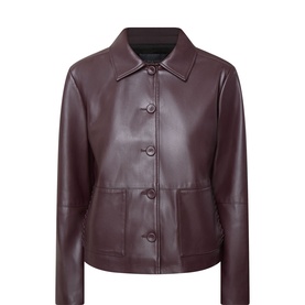 Short Coated Faux Leather Jacket