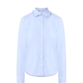 Frill-Trim Oxford Blouse
