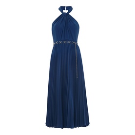 Sathia Pleated Halter Flared Dress