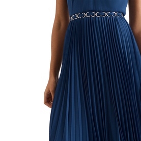 Sathia Pleated Halter Flared Dress