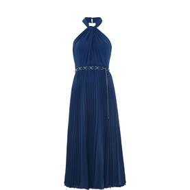 Sathia Pleated Halter Flared Dress