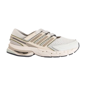 Adidas trainer in Wonder White and Wonder Beige, mesh and synthetic upper, three stripe detail, chunky off-white midsole
