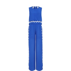 Aubrey Scallop Trim Wide Leg Jumpsuit