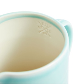 Royal Doulton 1815 Bright Aqua French Press 1.5L in aqua porcelain, close-up showing cream interior and embossed logo detail
