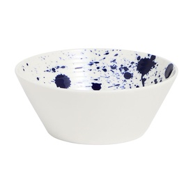 Royal Doulton 1815 Pacific Bowl 16cm in white porcelain with navy blue ink-splash pattern, dishwasher safe