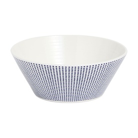 Royal Doulton 1815 Pacific Bowl 16cm in white porcelain with navy blue dot pattern, dishwasher safe