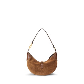 Polo Ralph Lauren shoulder bag in Cinnamon/Cuoio suede and leather with gold-tone hardware and single top handle
