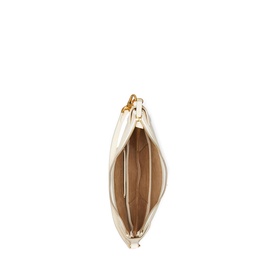 Polo Ralph Lauren ivory shoulder bag open top view showing tan interior lining and gold-tone chain hardware