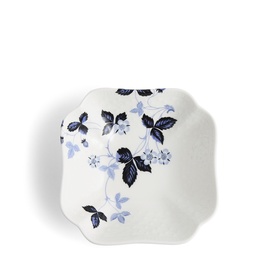Wedgwood Wild Strawberry Inky Blue Small Bowl 14cm, white bone china with navy and blue floral botanical print, scalloped edge