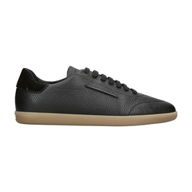 Ermenegildo Zegna black tumbled leather lace-up trainer, black suede heel collar, gum rubber sole