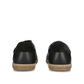 ERMENEGILDO ZEGNA black leather and suede lace-up shoes, heel view, with gum rubber sole