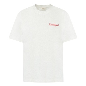 Adanola Logo Graphic Oversized T-Shirt in Light Grey Melange with red chest logo, round neck and short sleeves