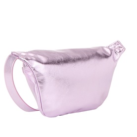 Anxious Preoccupied lilac metallic crossbody bag in faux leather with a slim adjustable strap and zip top closure
