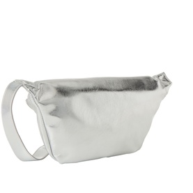 Anxious Preoccupied The Oversized Belt Bag in silver metallic finish with gold-tone hardware and adjustable strap, crossbody style