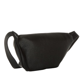 Anxious Preoccupied The Oversized Belt Bag in black faux grained leather with gold-tone hardware and adjustable strap