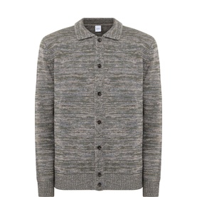 Textured Knitted Polo Cardigan