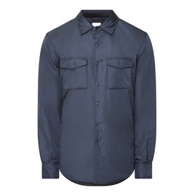 Aspesi navy nylon casual jacket with shirt collar, twin chest pockets, and button-front fastening