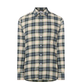 Aspesi green tartan check cotton casual shirt with button-down collar and chest pocket, long sleeves