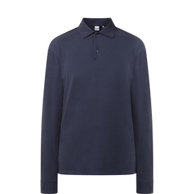 Solid Long-Sleeved Polo Shirt