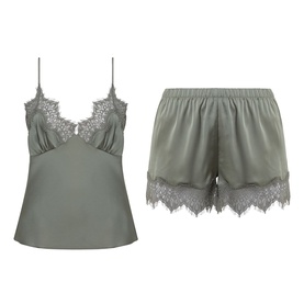 Heather Lace Trim Shorts Pyjama Set